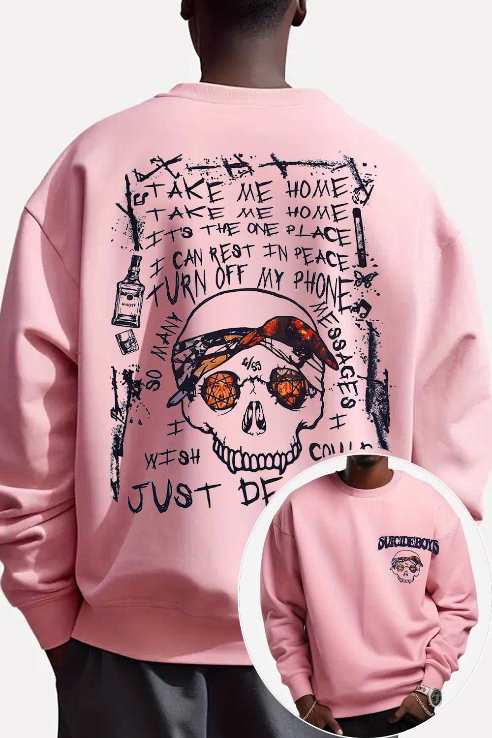 $uicideboy$Double-sided printed men's sweatshirt