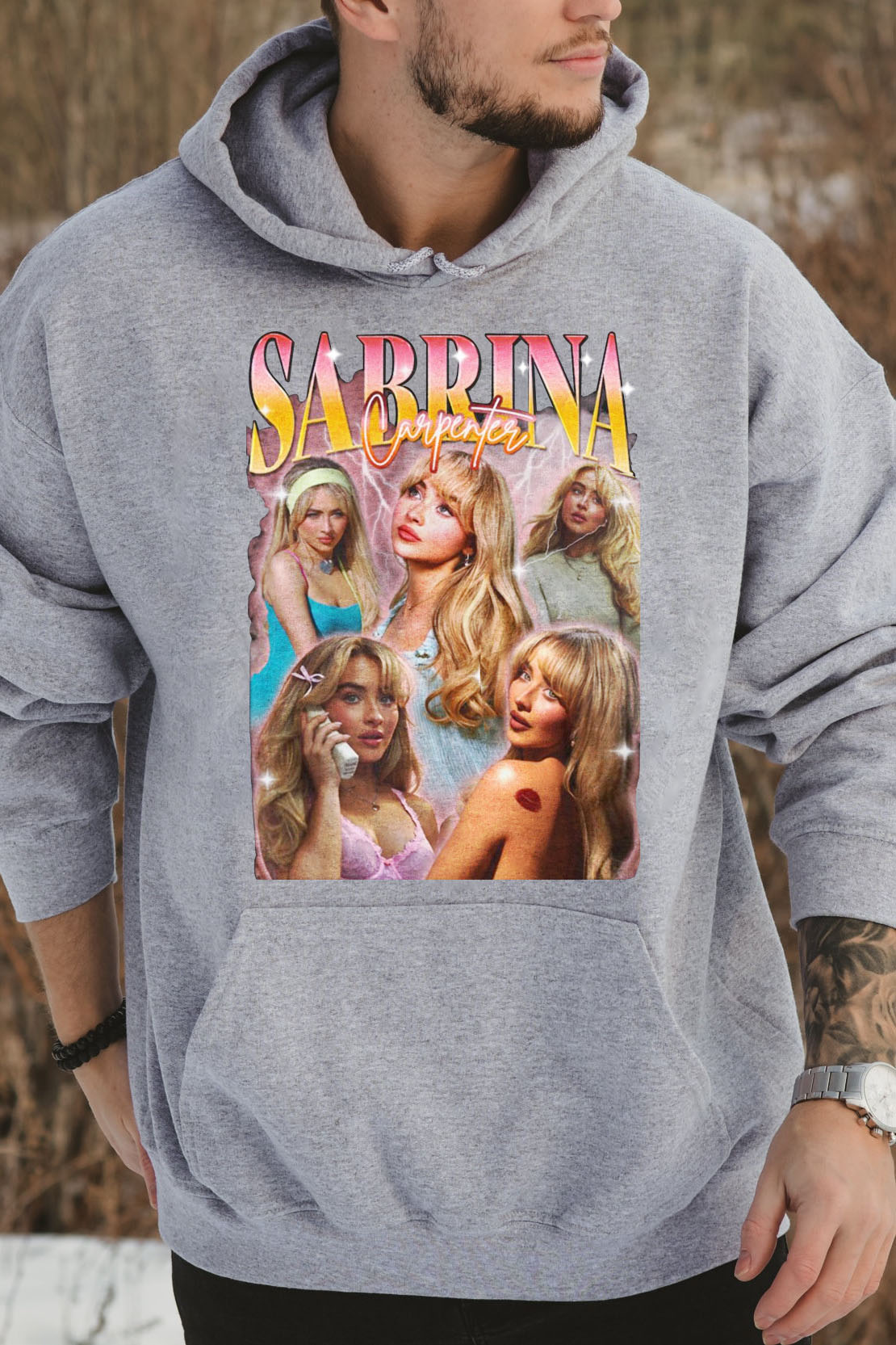 Retro Sabrina Carpenter 2024 Tour Graphic Hoodie For Men