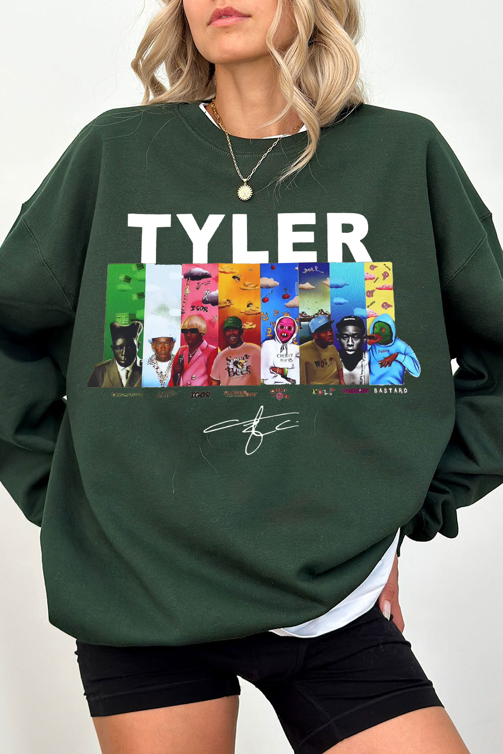 Tyler cartoon print round neck women's sweatshirt
