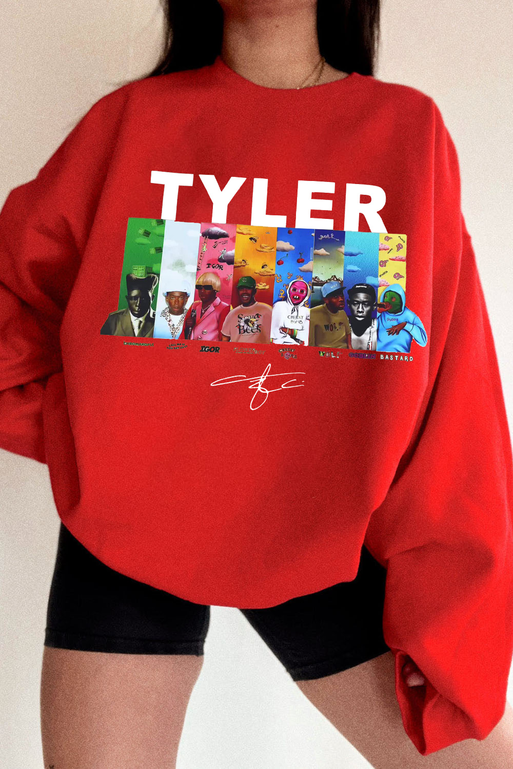 Tyler cartoon print round neck women's sweatshirt