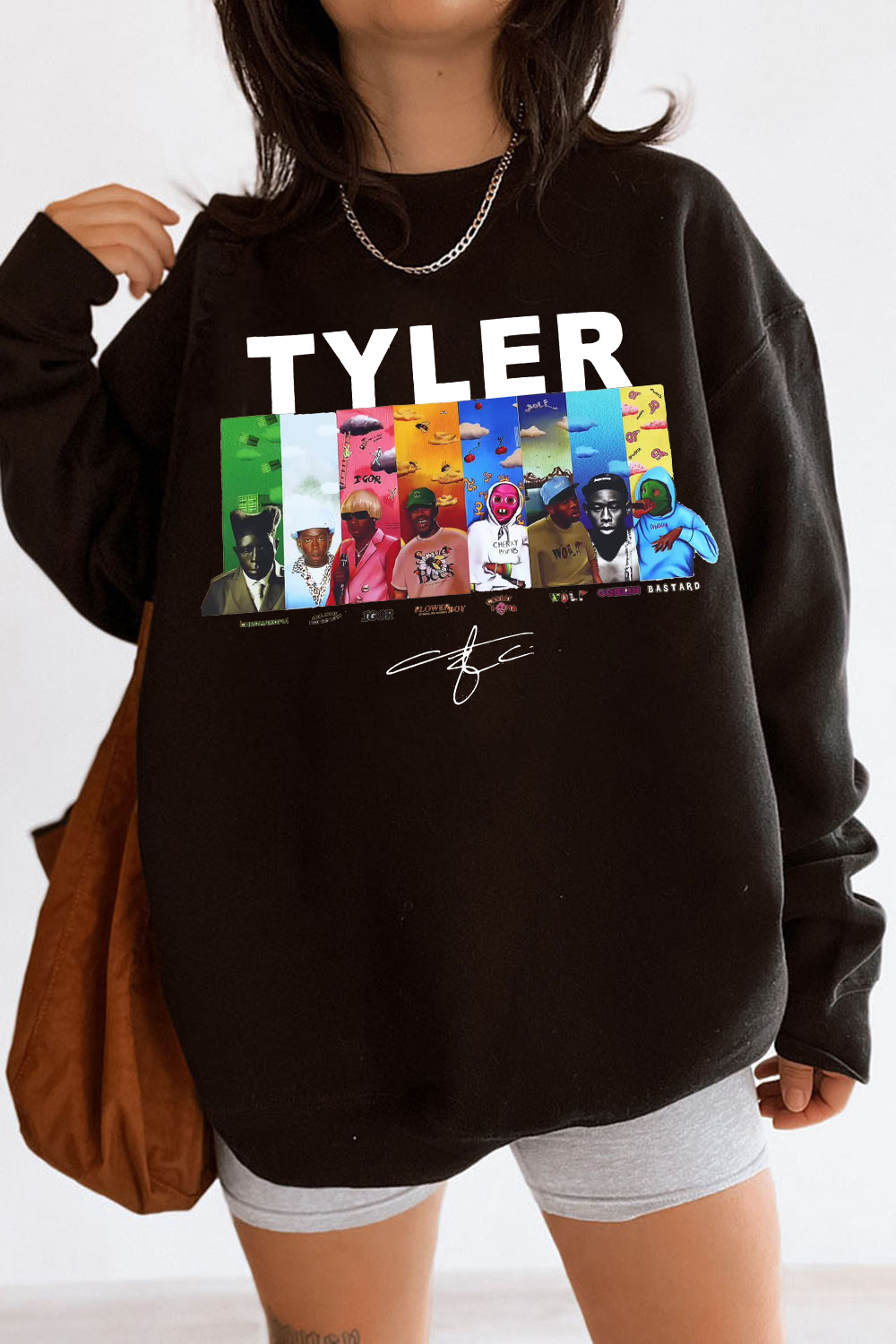 Tyler cartoon print round neck women's sweatshirt