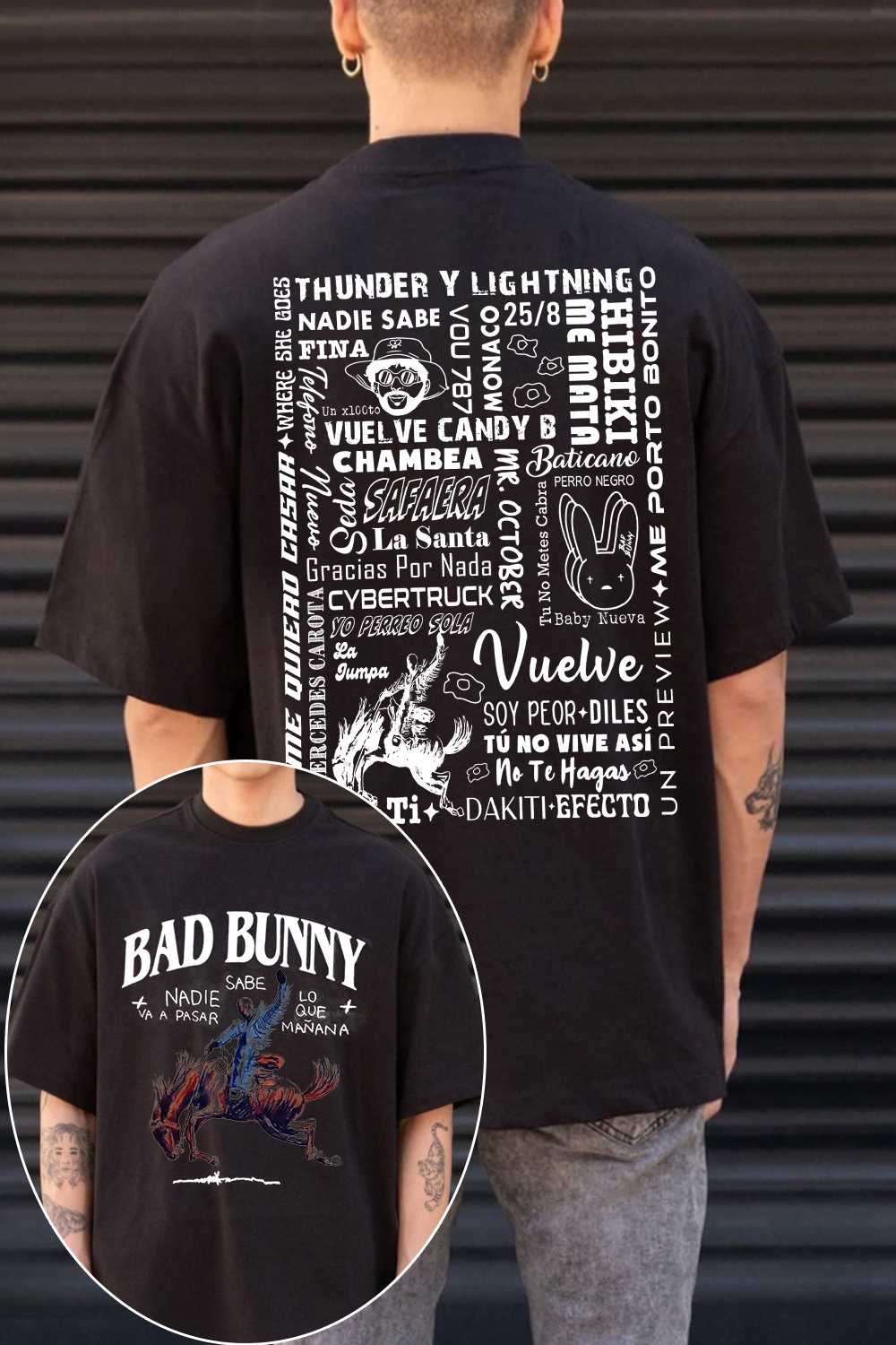bad bunny retro song short sleeve T-shirt
