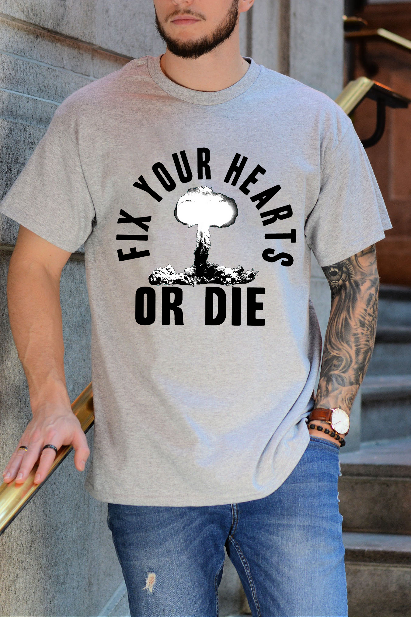 Fix Your Hearts Or Die Heather Black Rock Tshirts/Sweatshirts/Hoodies