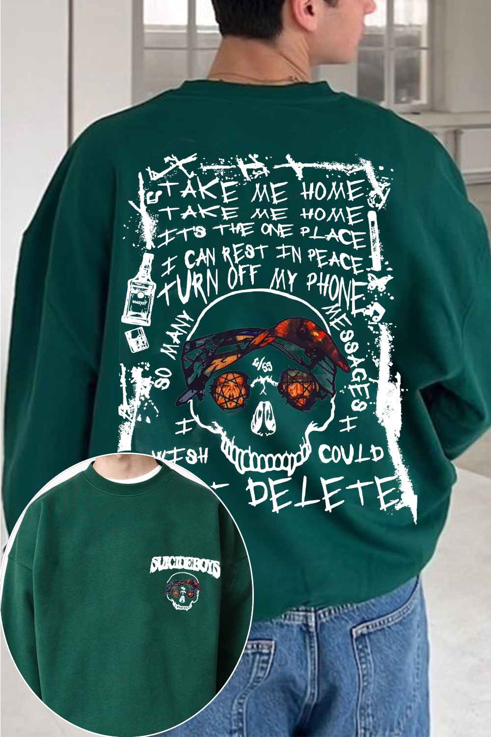 $uicideboy$Double-sided printed men's sweatshirt