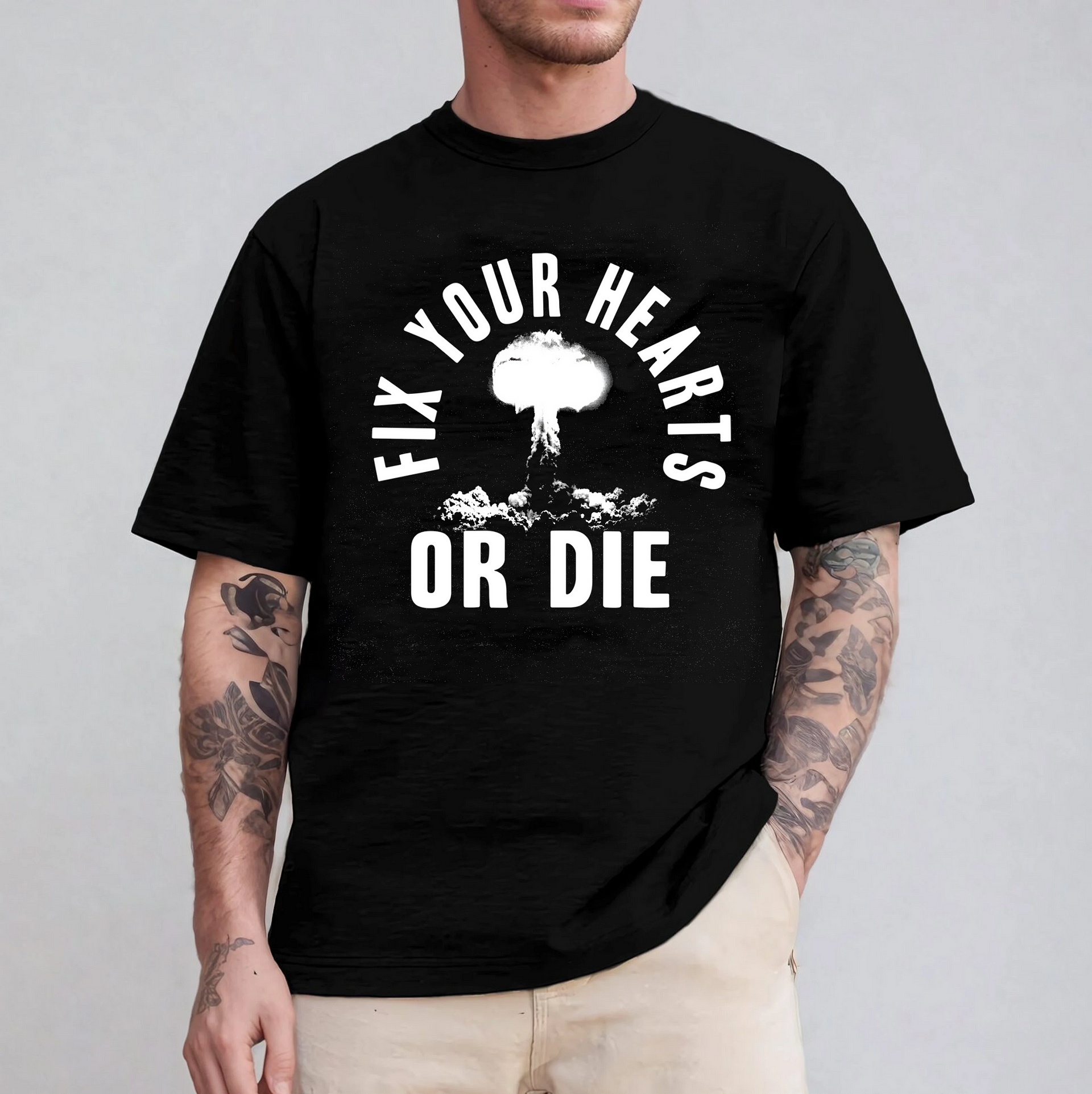 Fix Your Hearts Or Die Heather Black Rock Tshirts/Sweatshirts/Hoodies