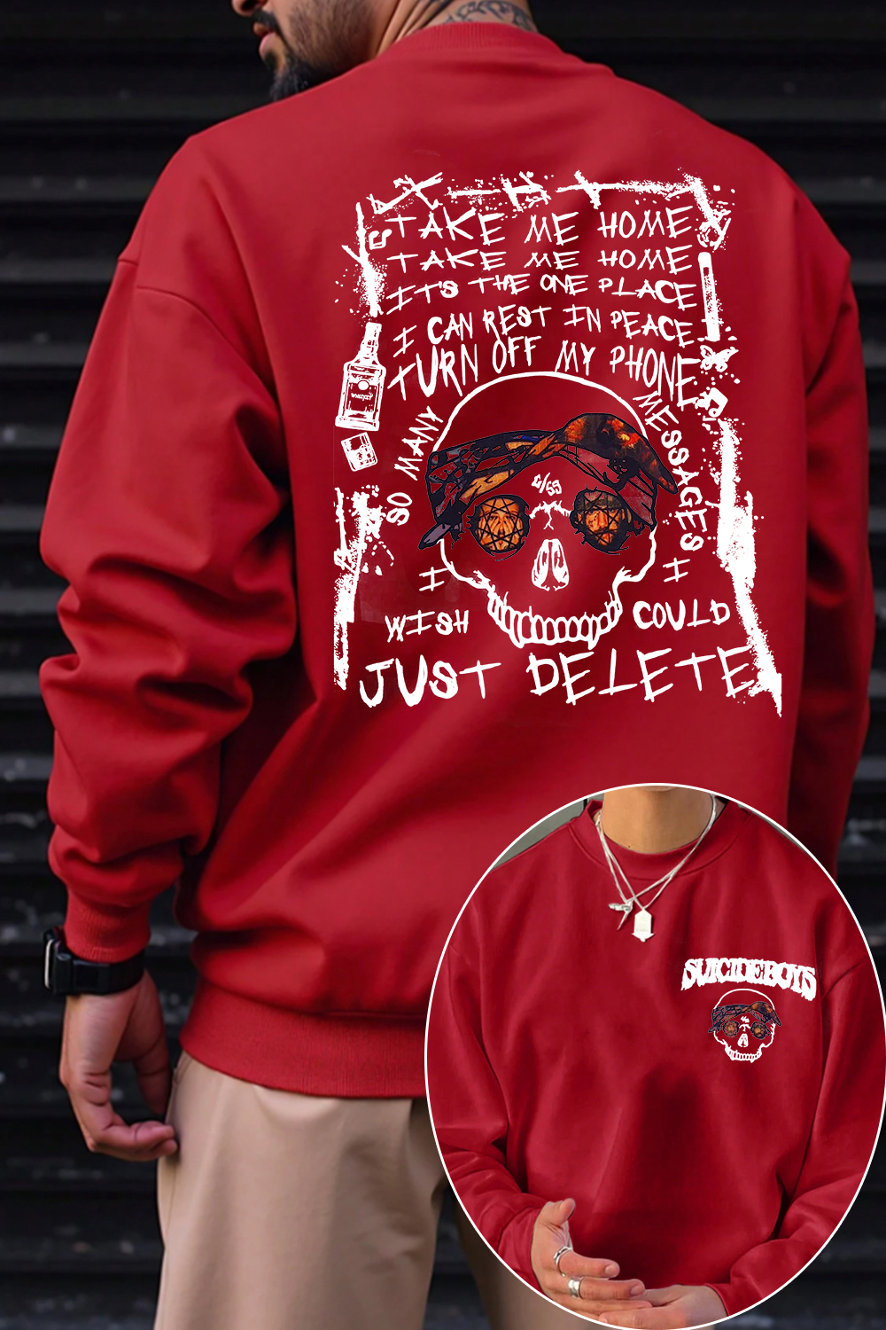 $uicideboy$Double-sided printed men's sweatshirt