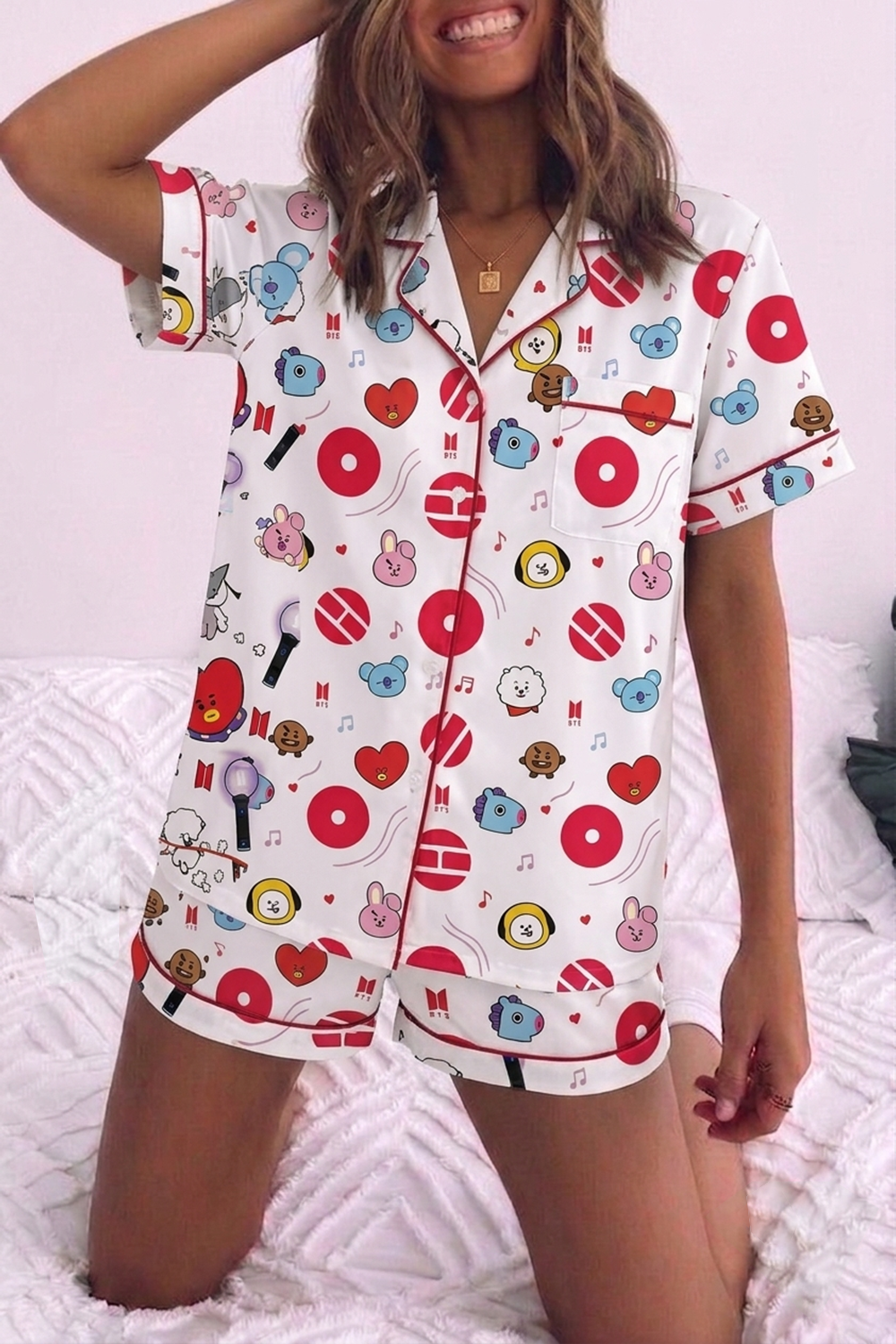 BTS Cute Cartoon Pajamas Set