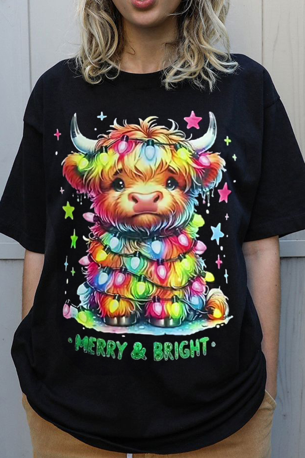 Christmas Cow Print T-Shirt