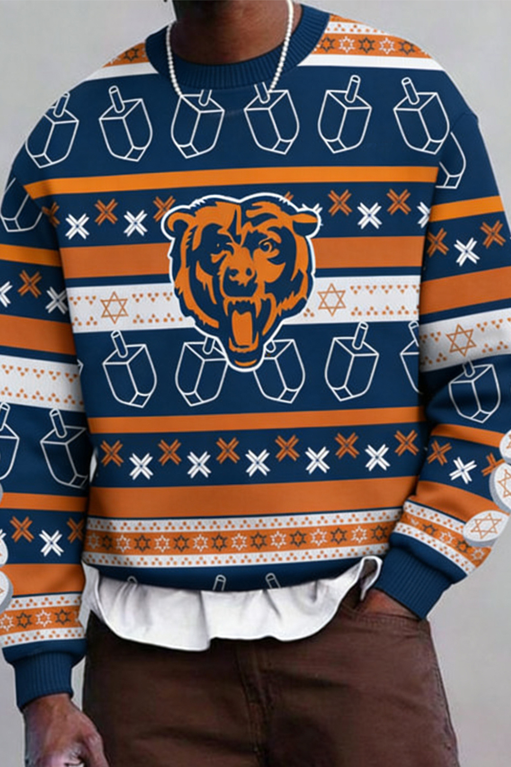 Chicago Bears Logo Navy Football Ugly Christmas Sweater