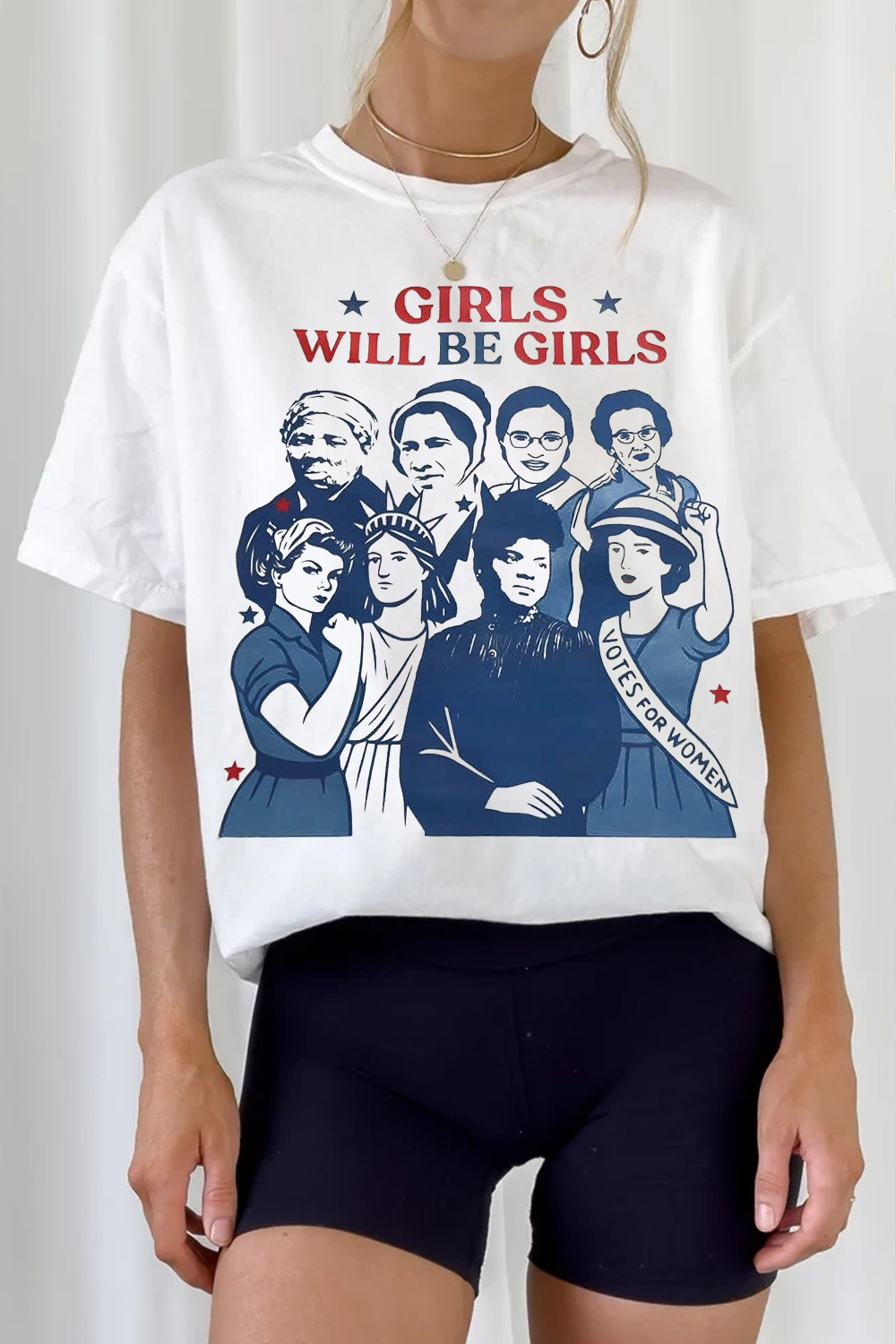 Some carried flags. These women carried history shirt