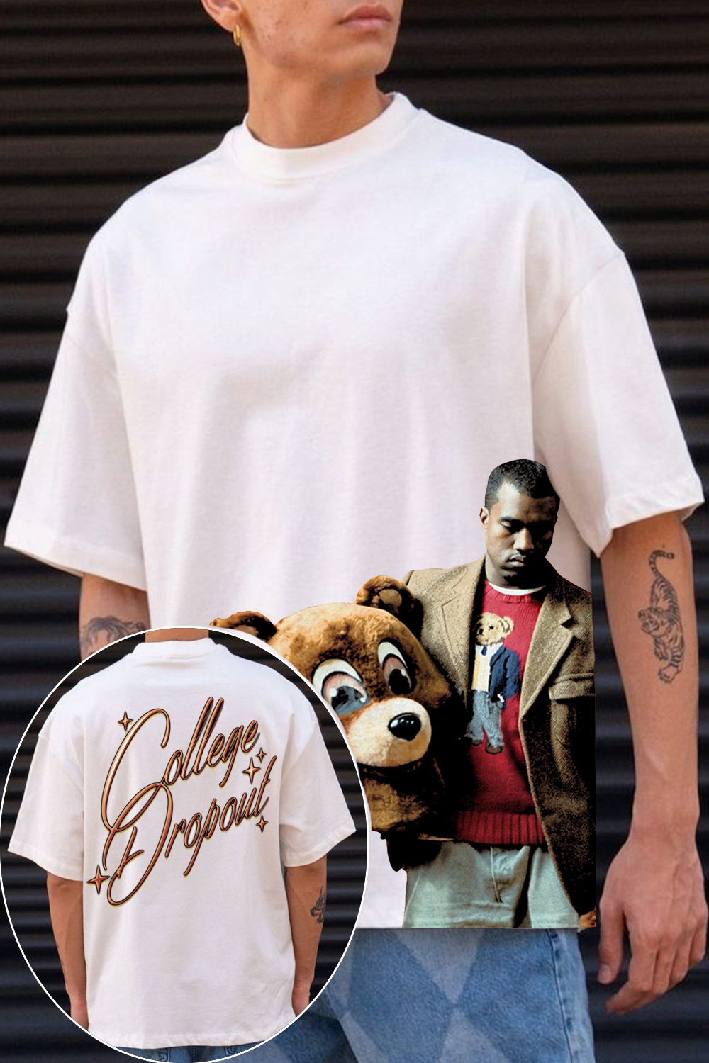Kanye College Dropout Bear T-Shirt (With Backprint)
