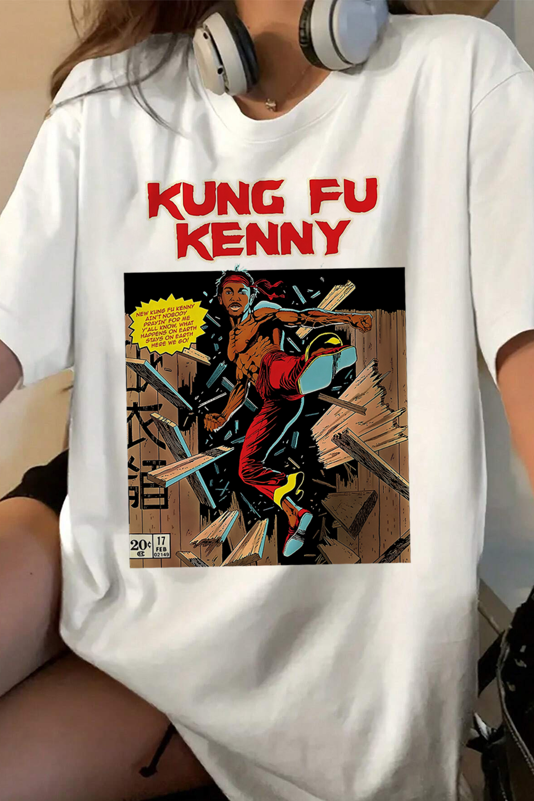 Kendrick Lamar Inspired Kung Fu  Vintage 90's Comic Style Tee For Women