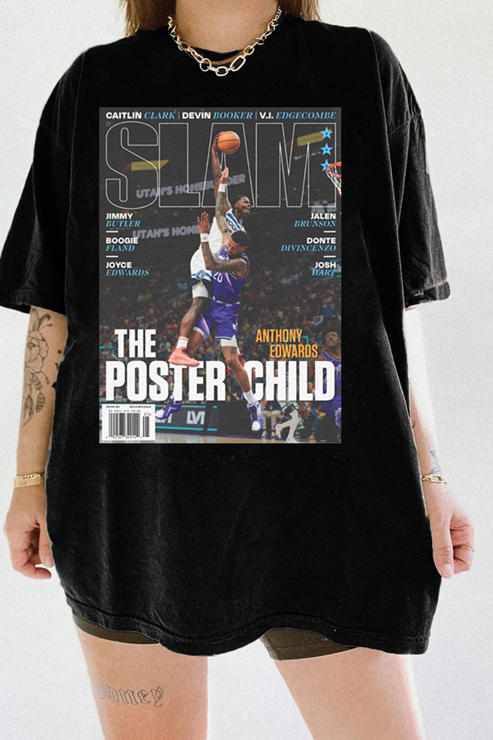 Anthony Edwards Minnesota Timberwolves NBA Slam Cover Tee For Women