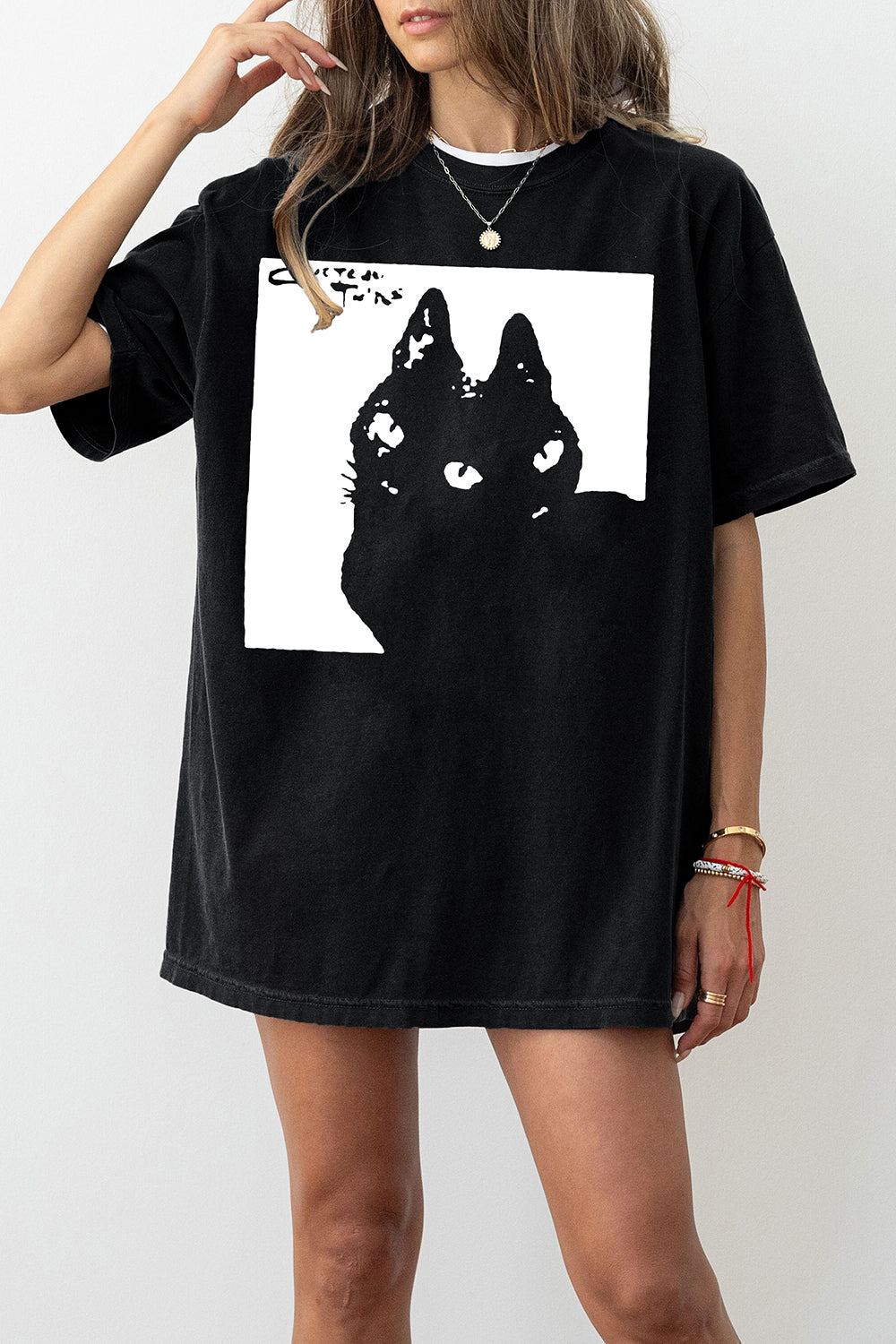 Vintage Cocteau Twin Cat Tee For Women