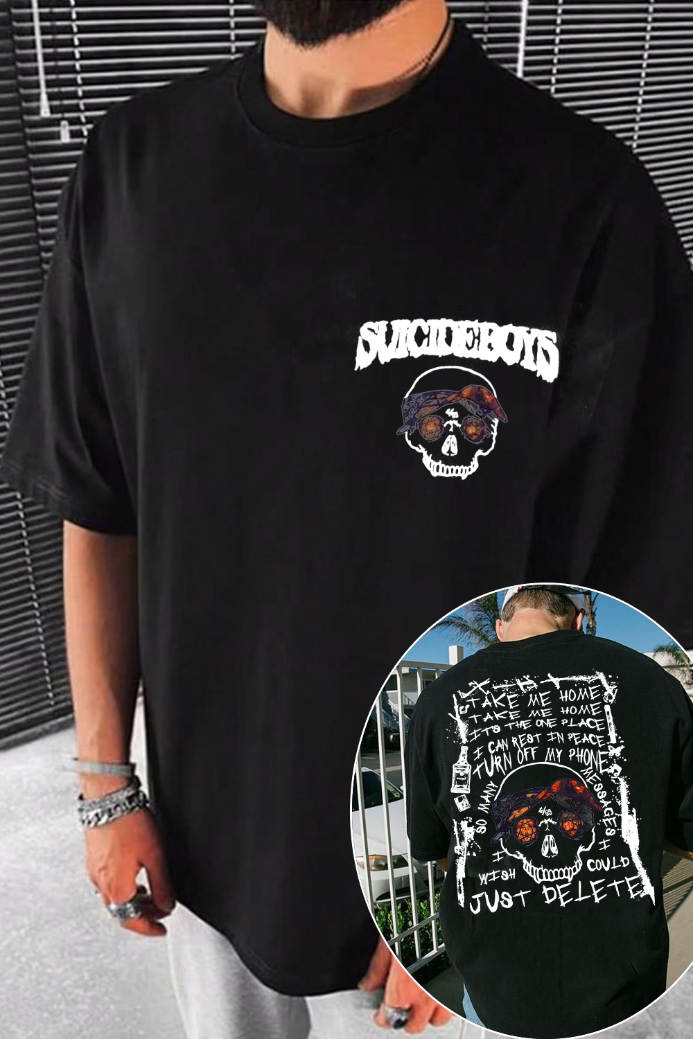 $uicideboy$Double-sided printed men's short-sleeved T-shirt