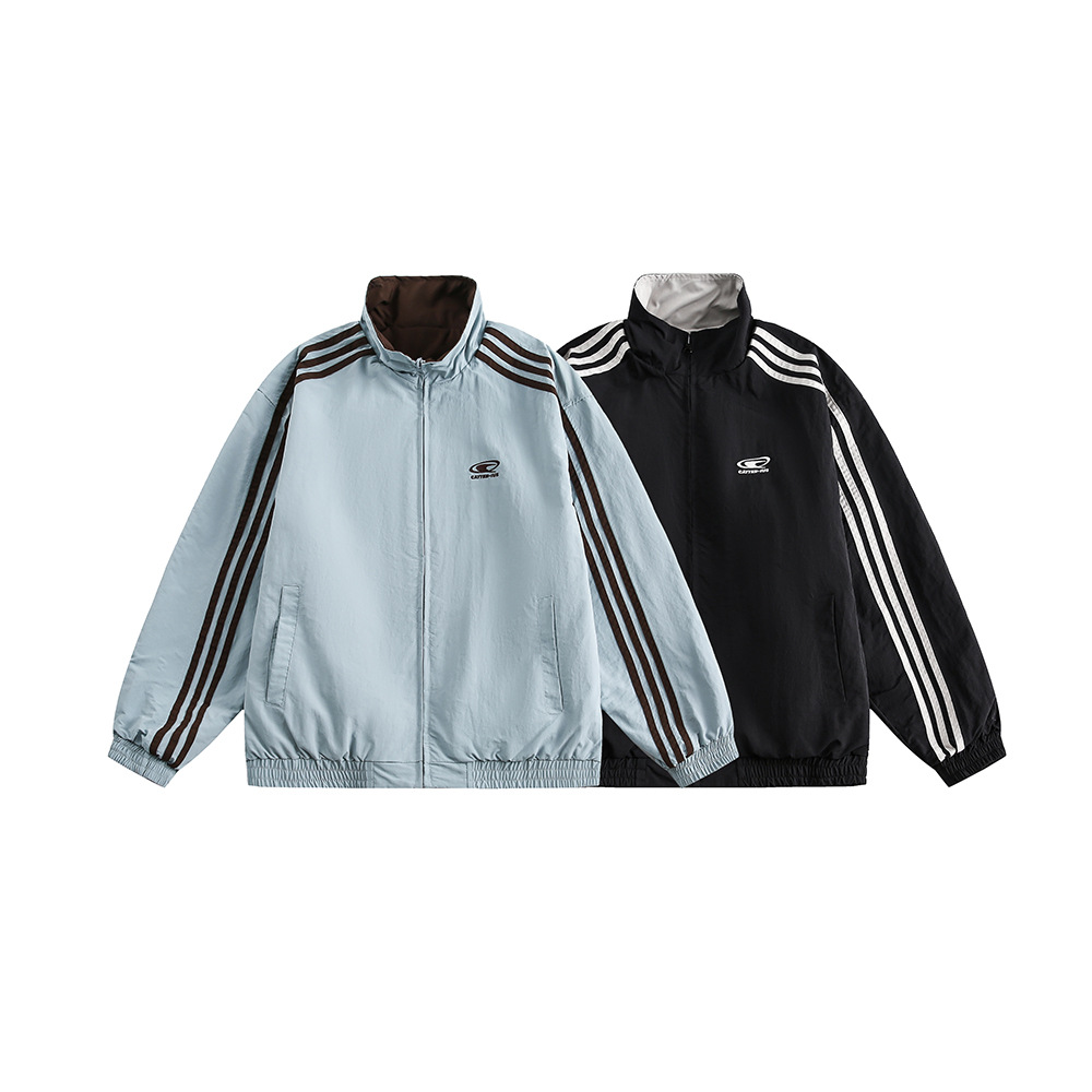 American Vintage Stripe Patchwork Reversible Jacket Coat