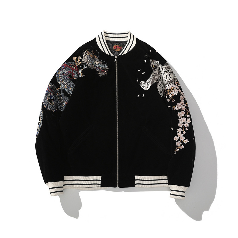 Yokosuka heavy embroidery men's cotton coat four mythical beasts dragon Zhuquan embroidered cotton jacket personalized Chinese style retro