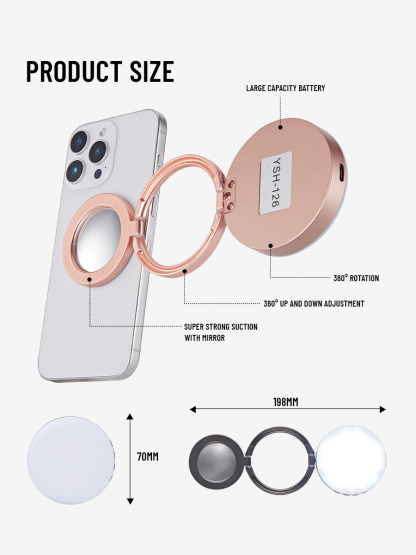Tri-folding Selfie Light | Adjustable Phone Holder