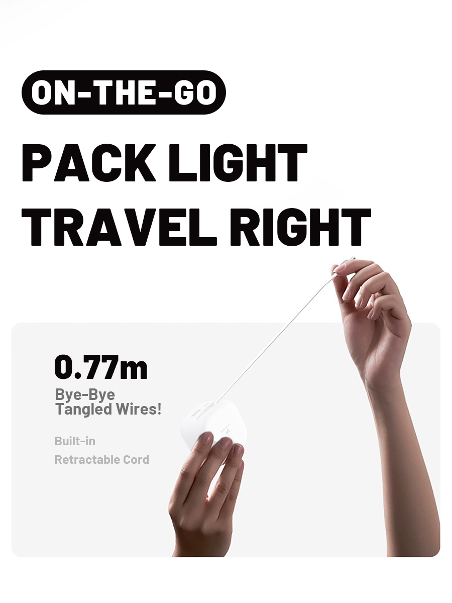 All-in-one Foldable Charger | With a Retractable Cable