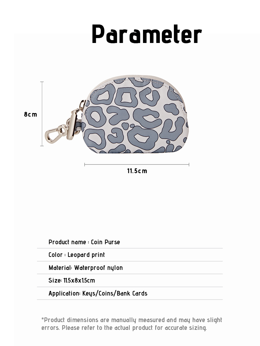 Coin Purse | Half Round | Gray Leopard