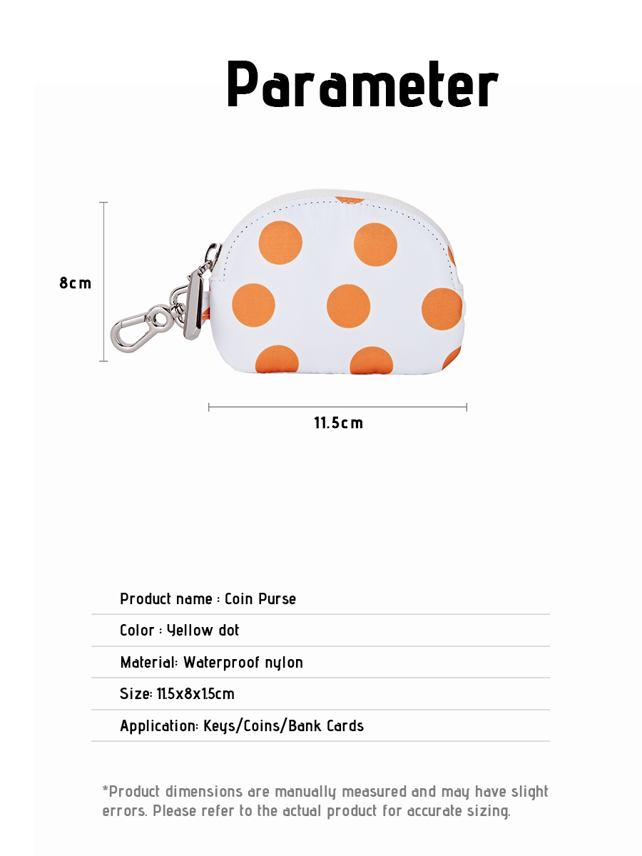 Coin Purse | Half Round | Orange Dots
