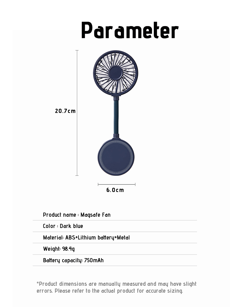 Magnetic Phone Fan | Mini Portable Fan | Dark Blue