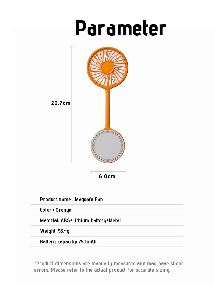 Magnetic Phone Fan | Mini Portable Fan | Orange
