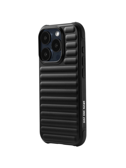 Side view of JUST ONE NAME the explorer phone case black model