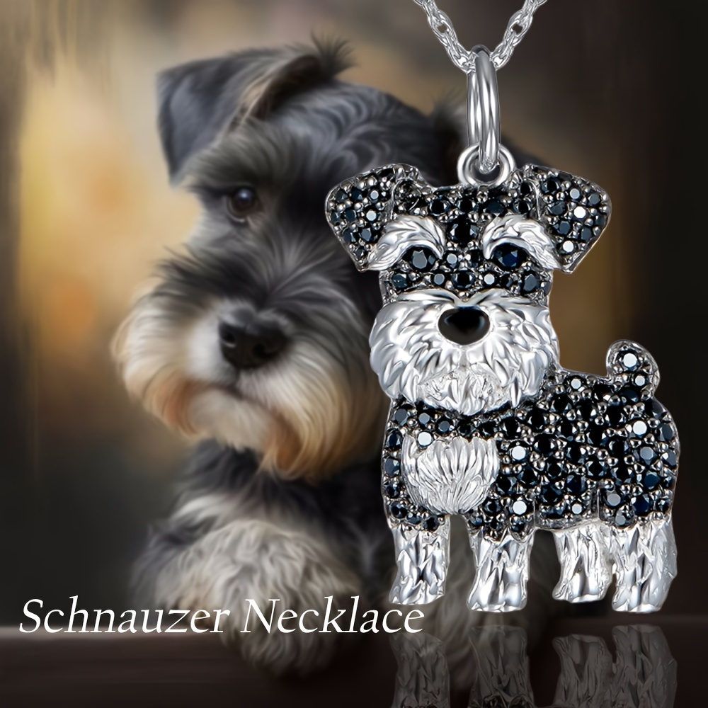🎁 48% sleva na všechny produkty ! 🐾 Roztomilý knírač černý a bílý štrasový náhrdelník s přívěskem ✨