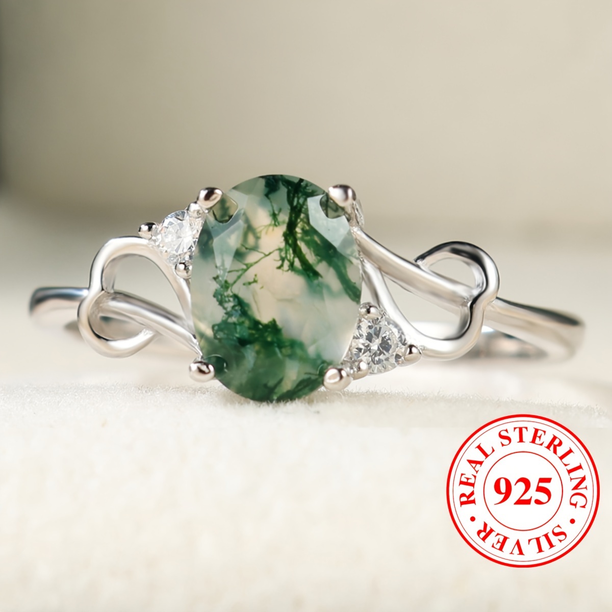 🎁 50% sleva na všechny produkty ! 💍Stříbrný prsten ze zeleného achátu✨