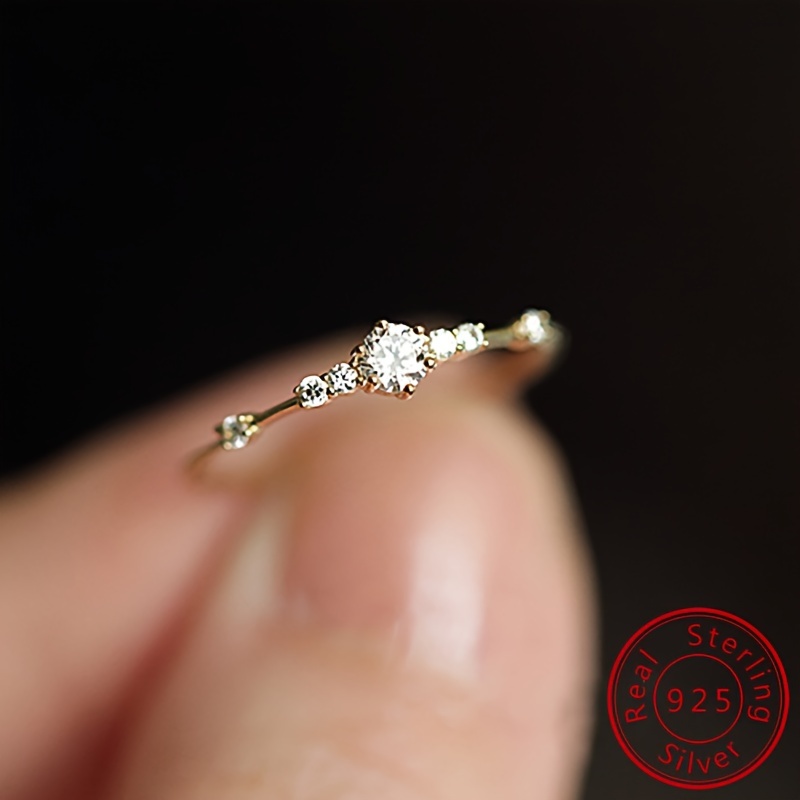 🎁 50% sleva na všechny produkty !💫Prsten ze stříbra 925 Jemný prsten ze 14k zlata se třpytivými diamanty✨