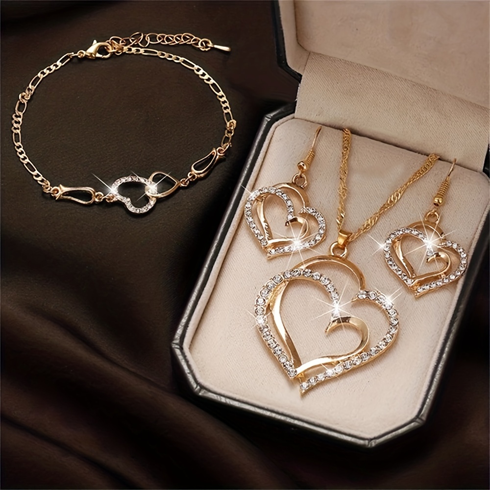 🎁 50% sleva na všechny produkty !💎Nádherný diamantový dvojitý dutý náhrdelník lásky✨