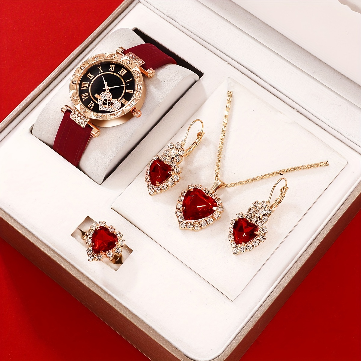 🎁 50% sleva na všechny produkty ! 💖Roztomilá sada šperků z křemenných elegantních hodinek ve tvaru srdce✨