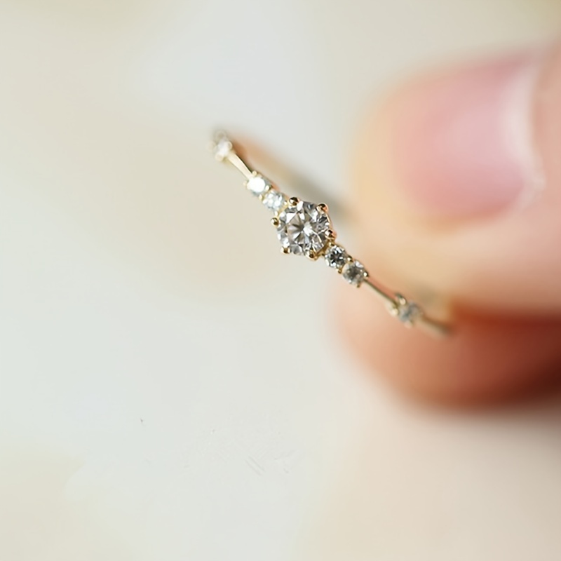 🎁 50% sleva na všechny produkty !💫Prsten ze stříbra 925 Jemný prsten ze 14k zlata se třpytivými diamanty✨