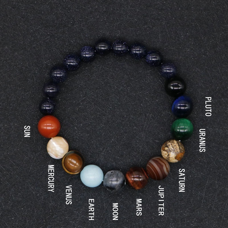 🎁 50% sleva na všechny produkty ! 🌌Módní sluneční náramek z přírodního kamene z kosmické jógy čakry z osmi planet🌟