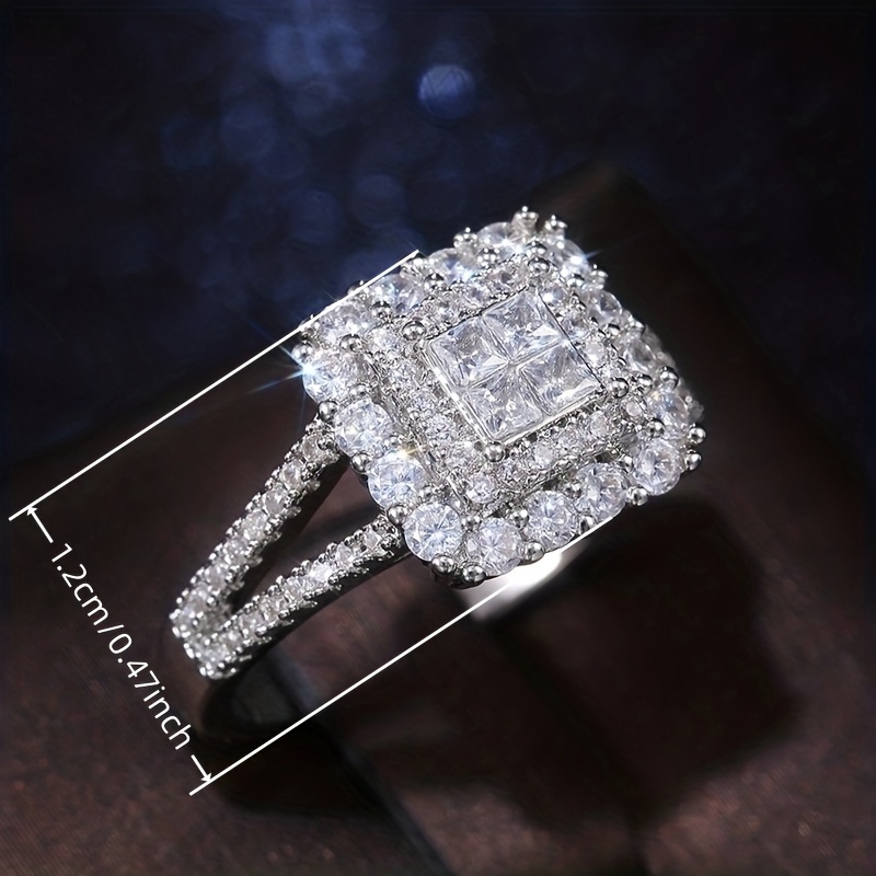 🎁 50% sleva na všechny produkty ! 💍Zirkonem zdobený čtvercový šumivý prsten✨
