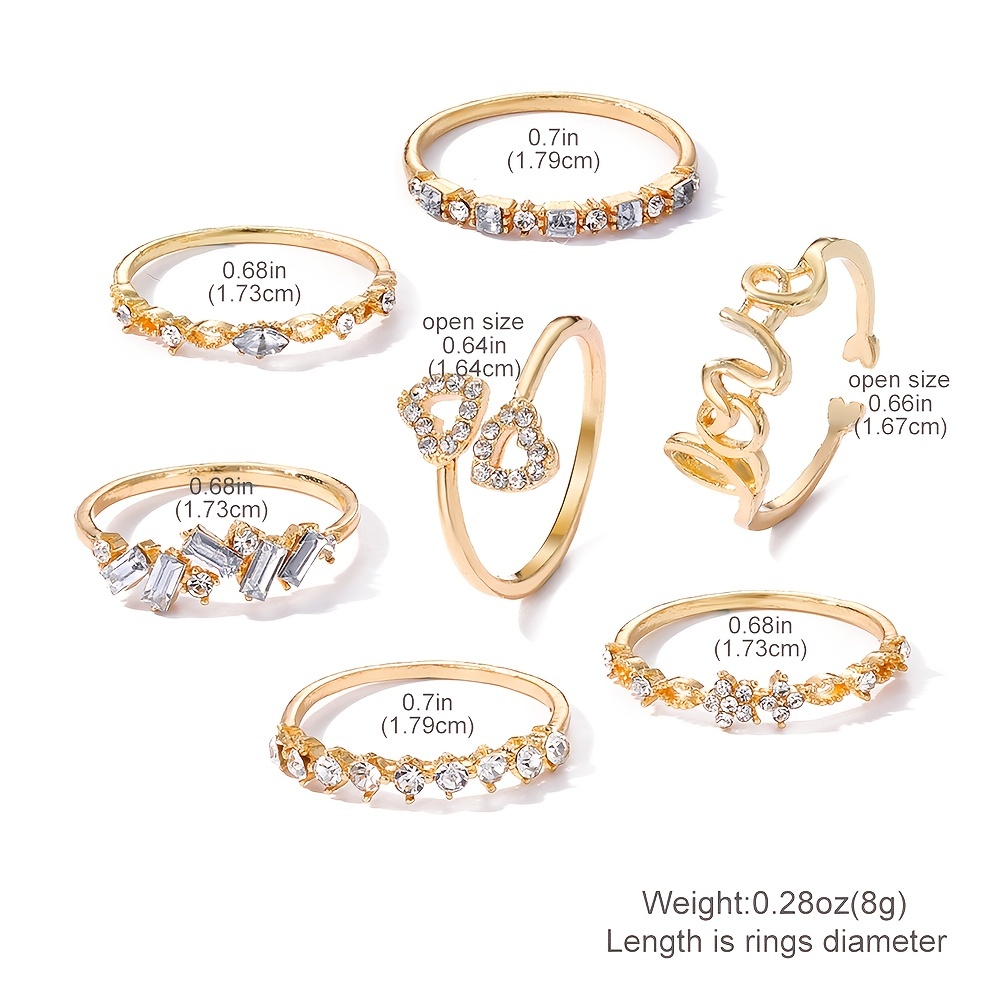 🎁 50% sleva na všechny produkty ! 💖Stylové zlaté písmena drahokamu prsten sada💍