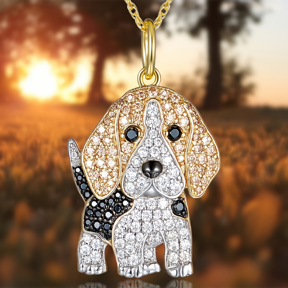 🎁 48% sleva na všechny produkty !🐶 Roztomilý bígl třpytivý náhrdelník s přívěskem pro domácí mazlíčky 🌟