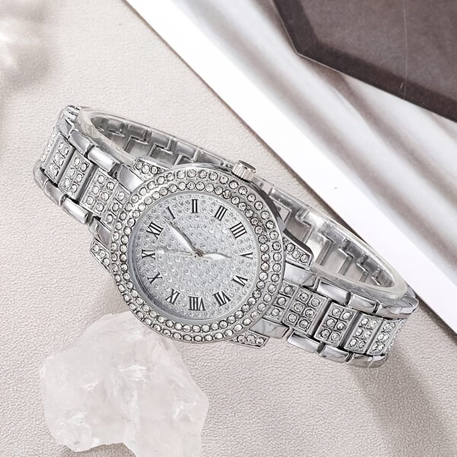 🎁 48% sleva na všechny produkty !✨ Luxusní britské hodinky Aqua Diamond Hip Hop módní analogové hodinky a 6dílná sada šperků😎