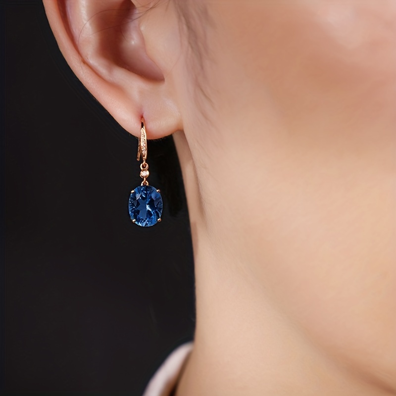 🎁 50% sleva na všechny produkty !💙Jednoduché módní oválné safírové náušnice✨
