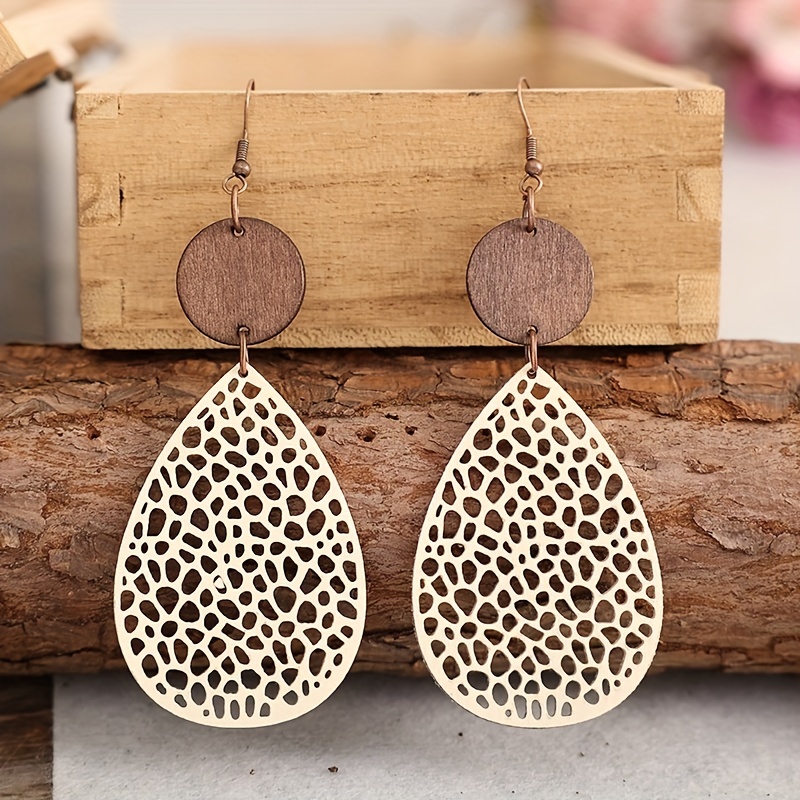 🎁 50% sleva na všechny produkty !🌈Vintage kožené náušnice s dutým listem🌿
