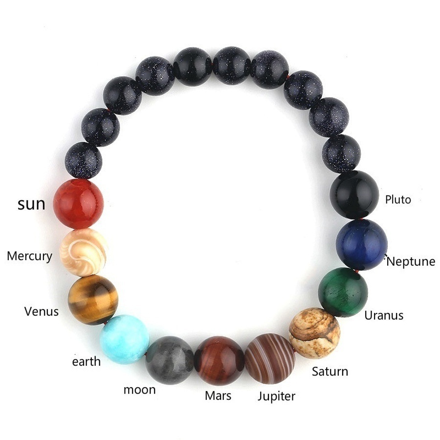 🎁 50% sleva na všechny produkty ! 🌌Módní sluneční náramek z přírodního kamene z kosmické jógy čakry z osmi planet🌟