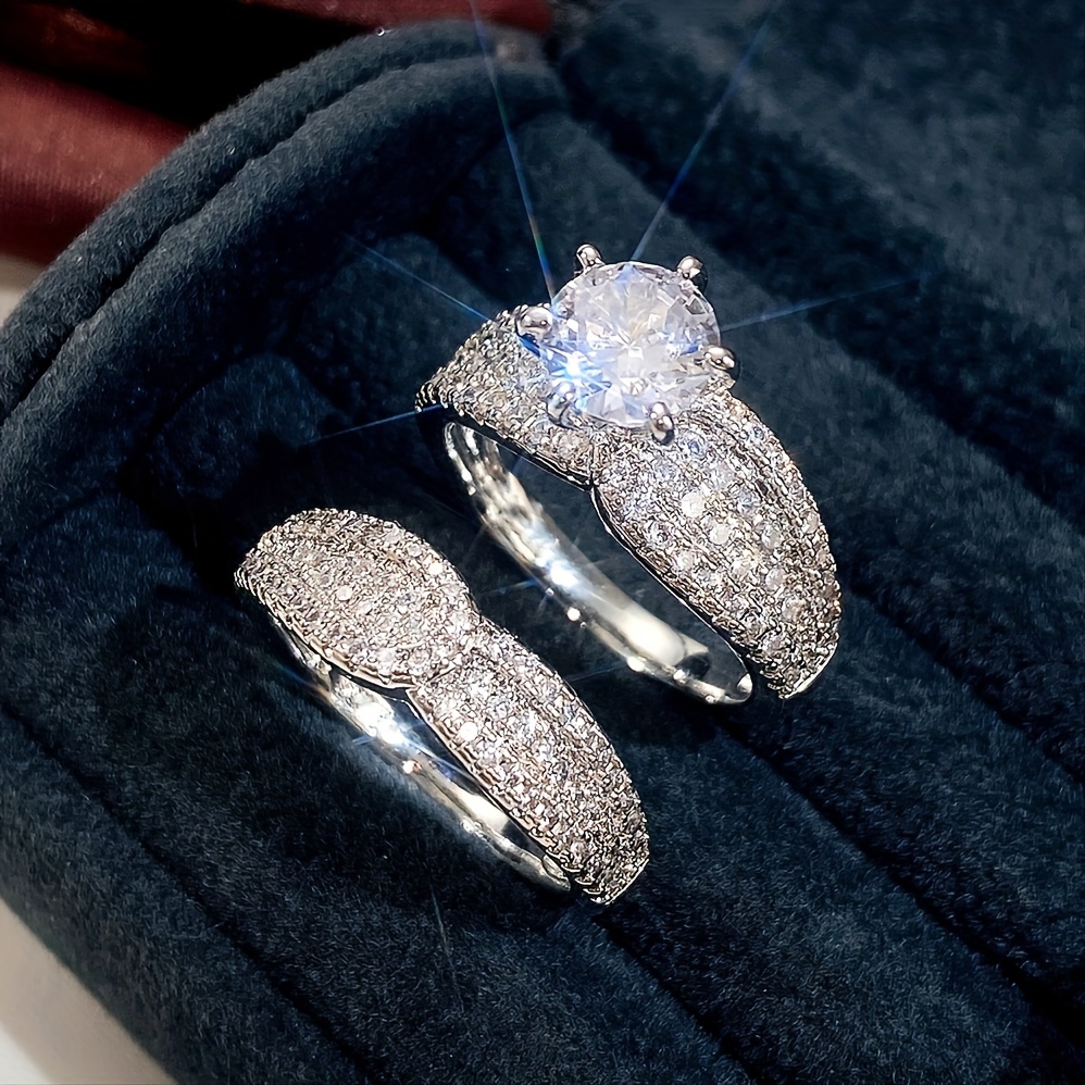 🎁 50% sleva na všechny produkty !✨2 kusy/sada postříbřený zirkonový prsten pro ženy💍