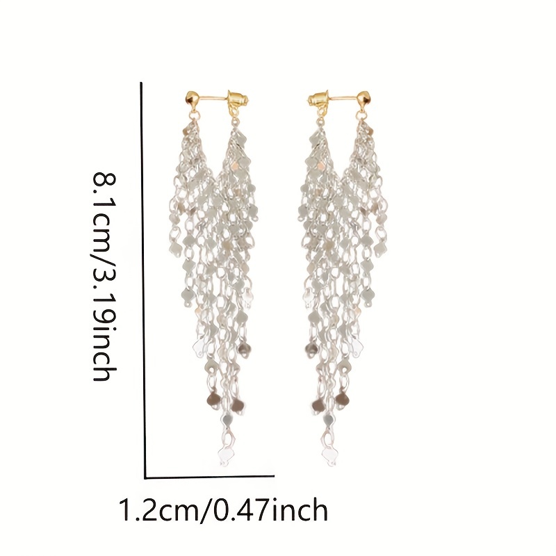 🎁 50% sleva na všechny produkty !💫Náušnice s lesklým stříbrným řetízkem se střapcem✨