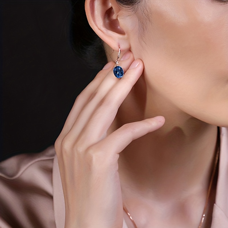 🎁 50% sleva na všechny produkty !💙Jednoduché módní oválné safírové náušnice✨