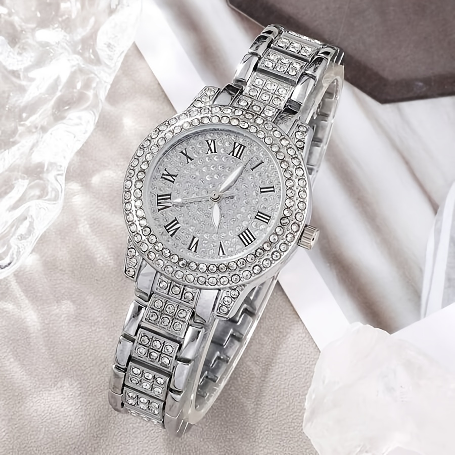🎁 48% sleva na všechny produkty !✨ Luxusní britské hodinky Aqua Diamond Hip Hop módní analogové hodinky a 6dílná sada šperků😎