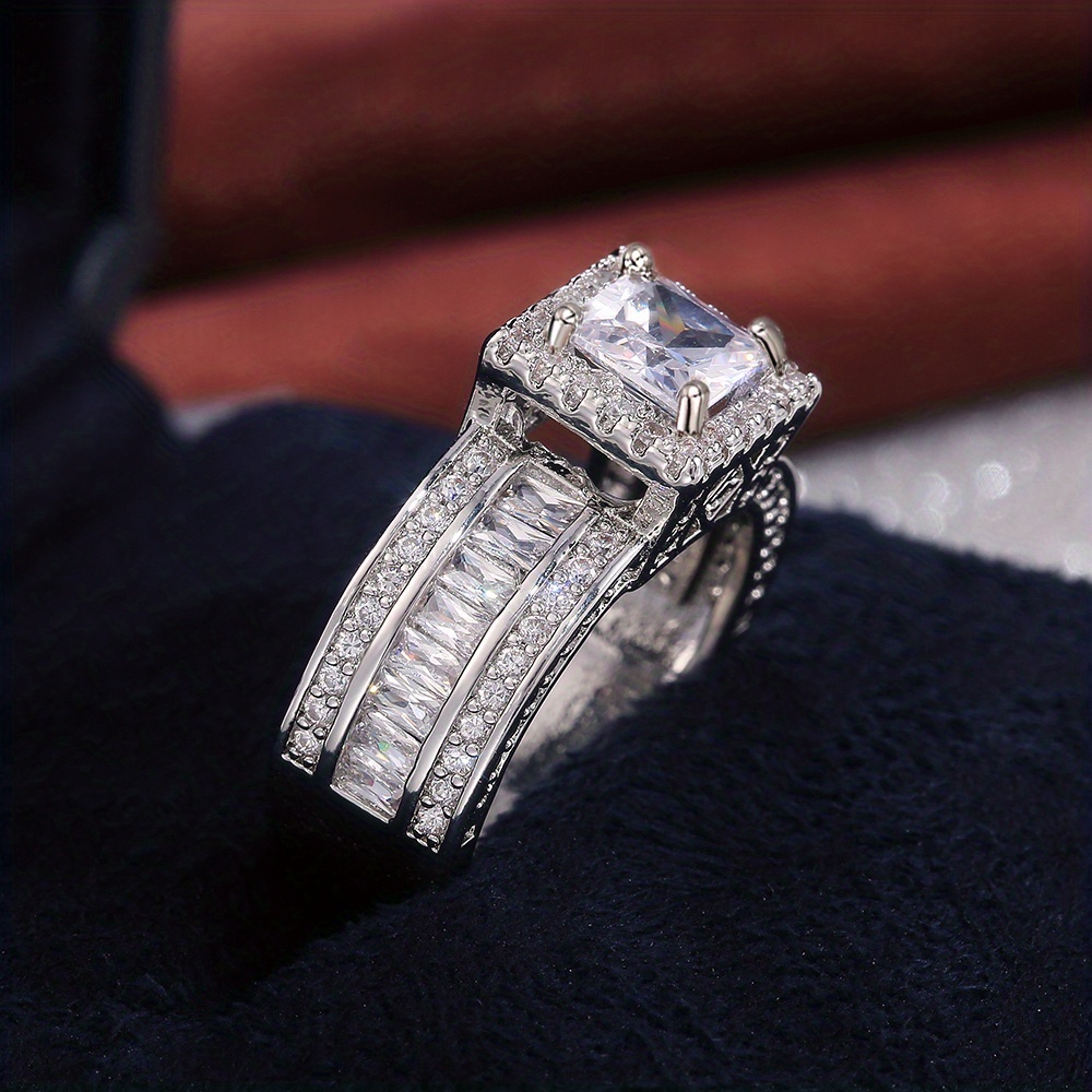 🎁 48% sleva na všechny produkty !💍Halo Set Square Cut Šumivý prsten 🌟