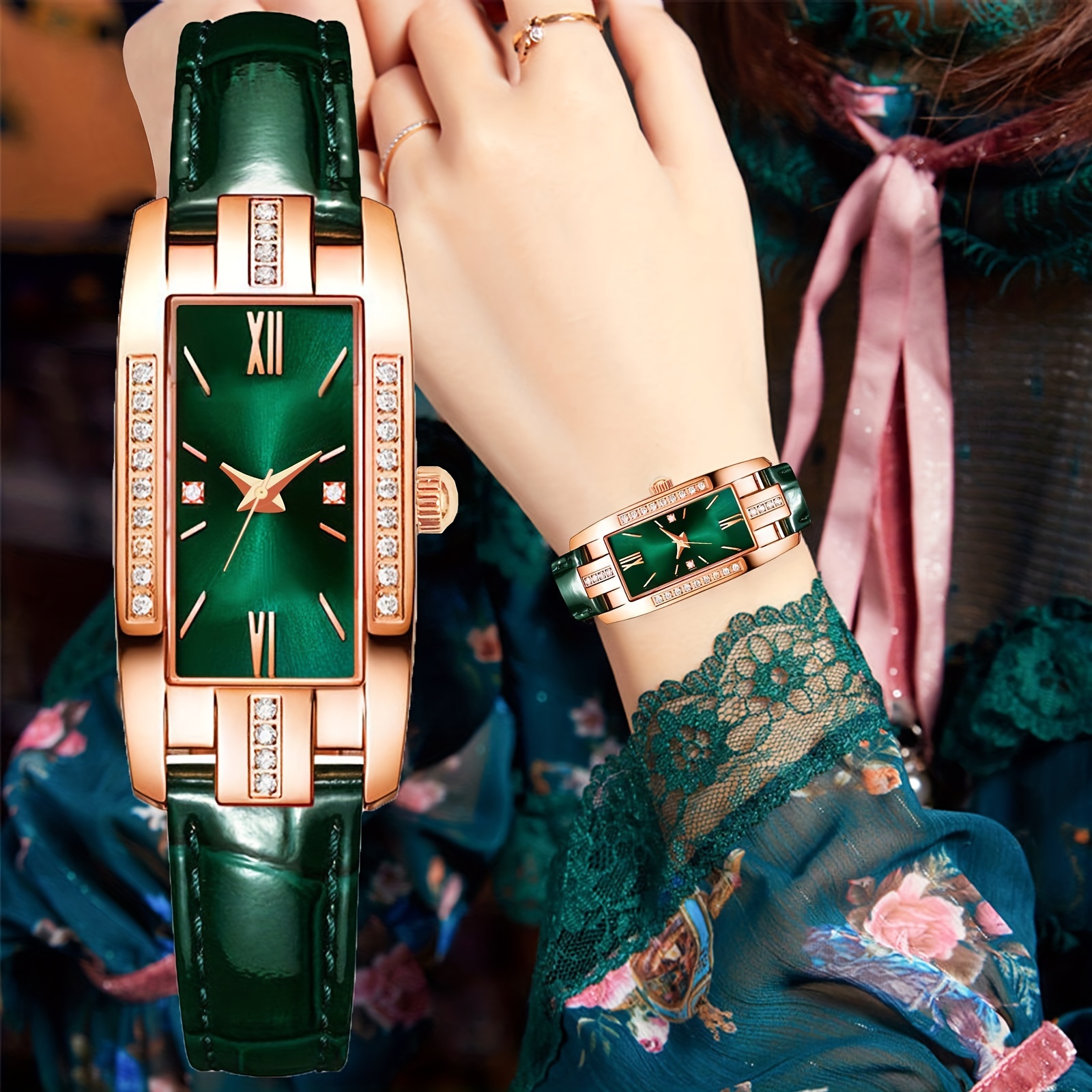 🎁 50% sleva na všechny produkty ! ⌚Dámské hodinky Quartz Band čtvercové římské číslice Hodinky Vintage Dress Watch Drahokamu hodinky💖
