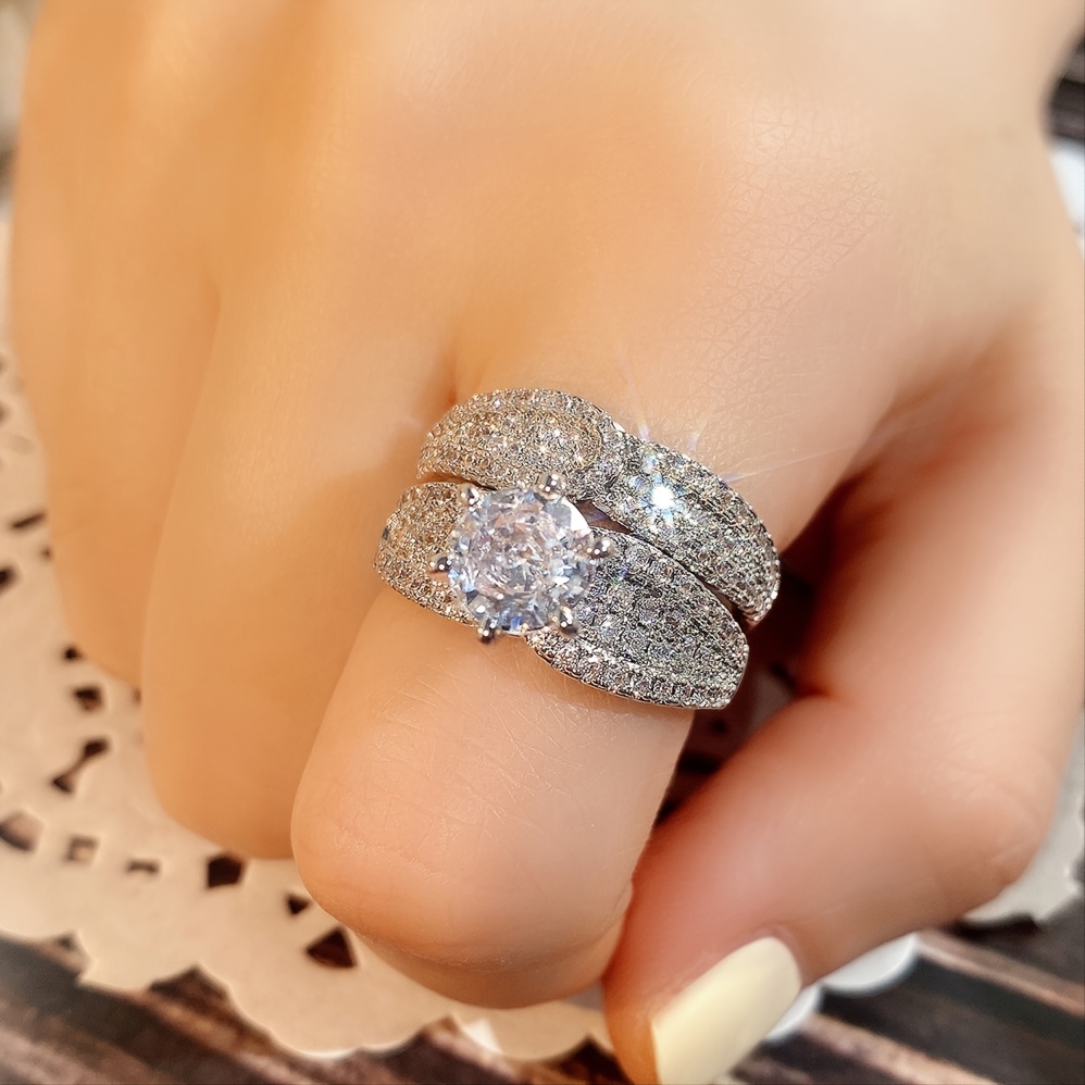 🎁 50% sleva na všechny produkty !✨2 kusy/sada postříbřený zirkonový prsten pro ženy💍
