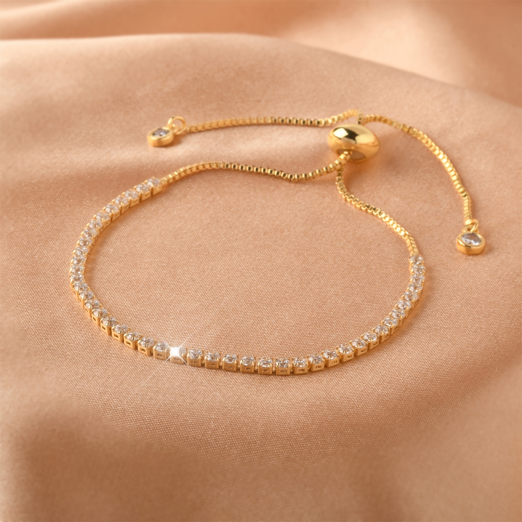 🎁 50% sleva na všechny produkty !💎Nastavitelný třpytivý náramek z 18K zlata osazený třpytivými diamanty✨